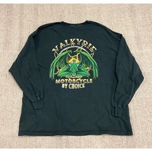 Vintage‎ Valkyrie Motorcycle Shirt Mens 3XL Black 2000s Long Sleeve